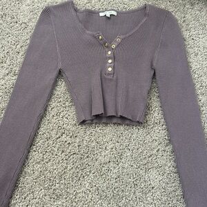 purple long sleeve button up lovetree top💜
